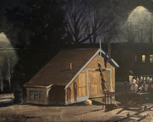 Load image into Gallery viewer, Night Shift at the Yacht Yard - 8X10" original plein air oil painting