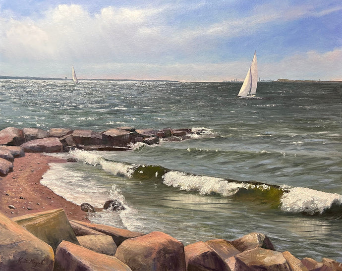 Original oil painting of Tod's Point in Greenwich, CT.  This Fairfield county Oil painting is also available in a limited edition signed print.